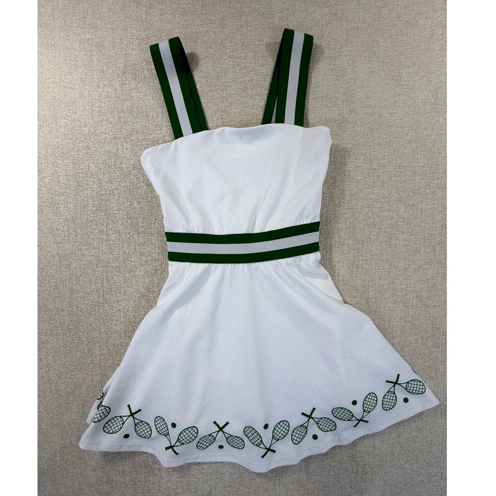 Beach Riot Women XS White Green Miriam Racquet Waffle Tennis Dress with Shorts